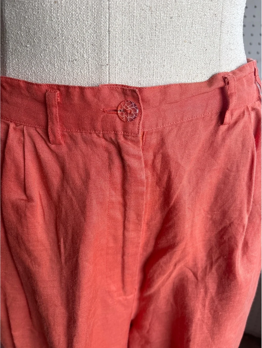 Vintage Donnavinci Women's Coral Linen Blend Pants Size 10
